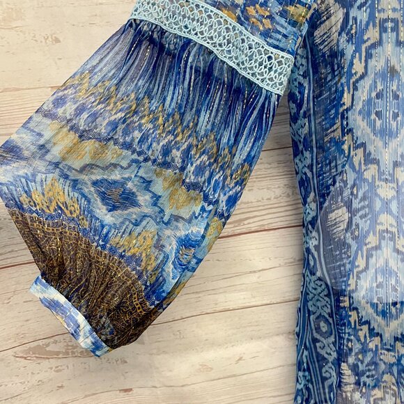 Hale Bob Silk Chiffon Metallic Accent Blouse - Picture 4 of 7